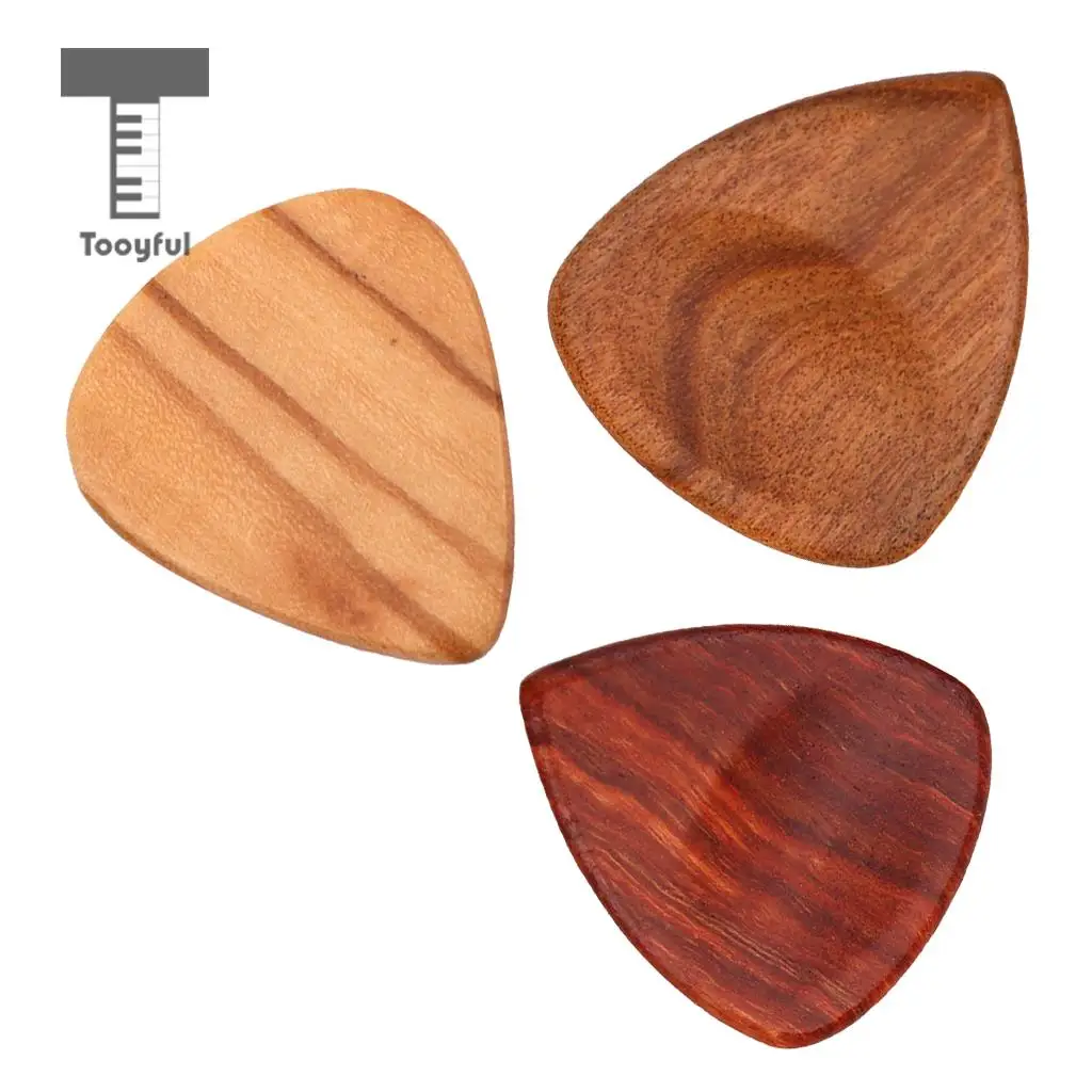 3pcs CHACATE PRETO/OLIVE Wood Grain Guitar Pick Plectrum for Acoustic Electric Guitar Uke Heart Shaped