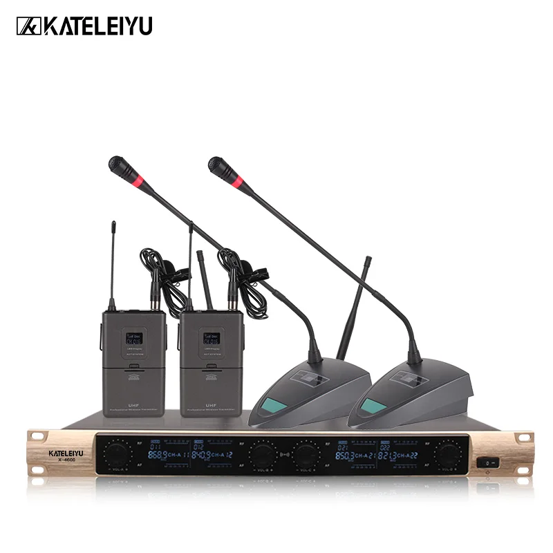 

X-4600 4-channel professional handheld VHF wireless microphone wireless microphone lapel meeting gooseneck microphoe stage
