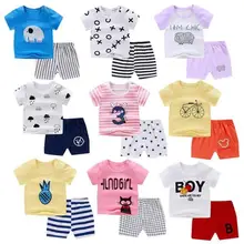 Г. летний комплект одежды для маленьких девочек, хлопковая одежда для новорожденных с рисунком животных короткая футболка+ шорты, штаны комплект одежды для маленьких мальчиков