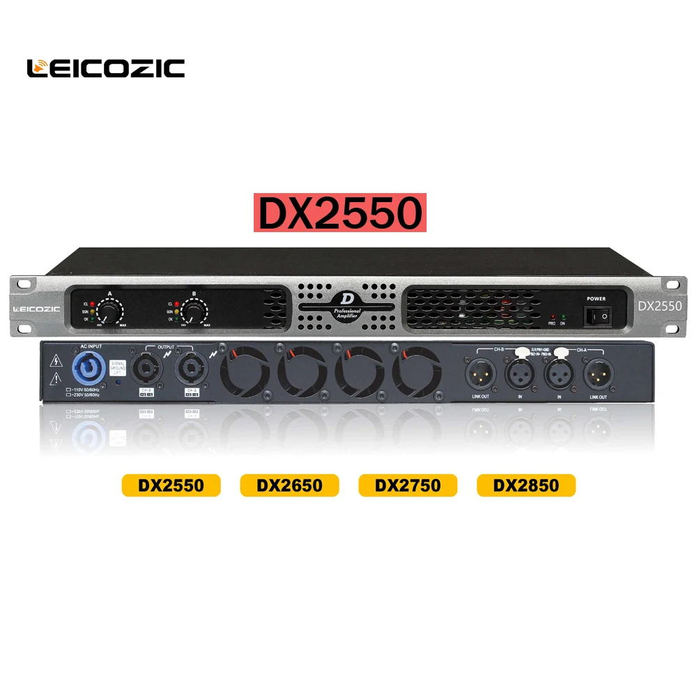 Leicozic DX2550 2x900 Вт RMS 4 Ом усилители мощности профессиональные Усилители звука усилитель класса d 1u музыкальный усилитель для сцены