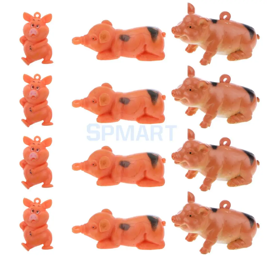 Plastic Pig Piggy Model Figures Kids Party Bag Filler Favour Toys 12pcs
