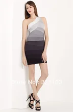 free shipping gradient bandage dress high quality one shoulder bandage dress rainbow bandage dress DM217
