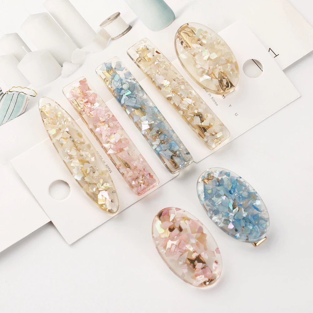 

Korea Style Women Fashion Resin Marble Hairclip Hairpins Geometric Oval Transparent Hair Clips Women Cute Hair Accessories