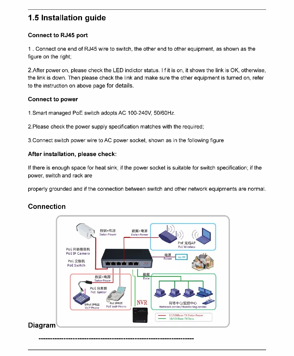 Escam 4 + 2 канала Fast Ethernet PoE коммутатор для сети ip камеры