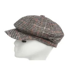 Восьмиугольная кепка осень зима мода Британский Стиль леди газетчик Кепка для любителей досуга время линии решетки открытый морозостойкие шапки
