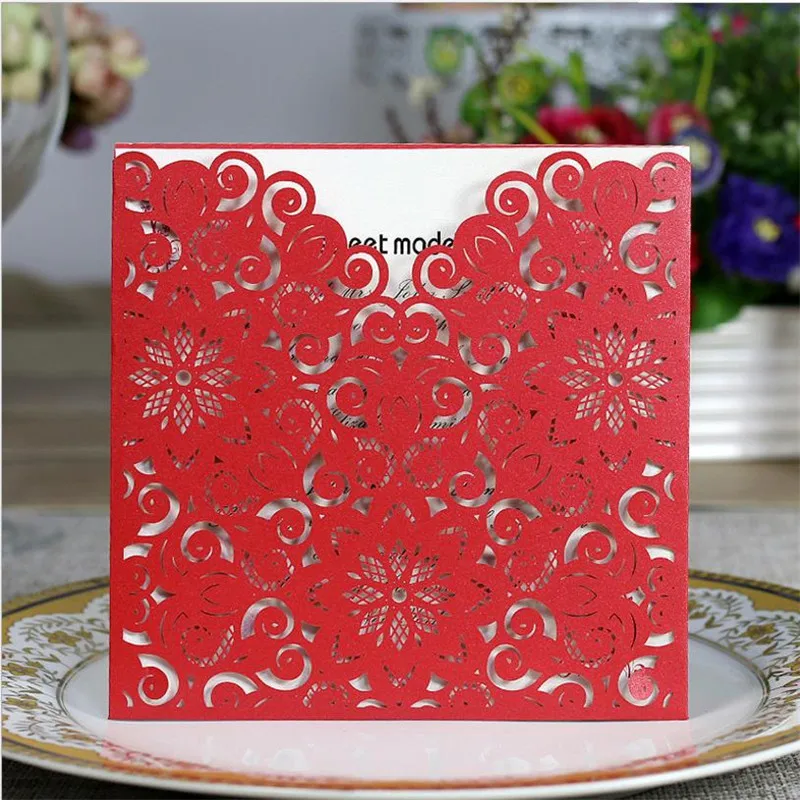 12 шт. ranadan украшения свадебные Приглашения с днем рождения открытки лазерная