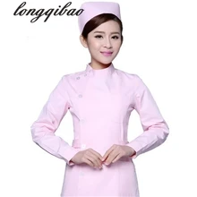 Медицинский доктор лаборатория белое пальто хлопковая одежда униформа медсестры косметолога парциальный воротник с лацканами с длинными рукавами униформа для женщин