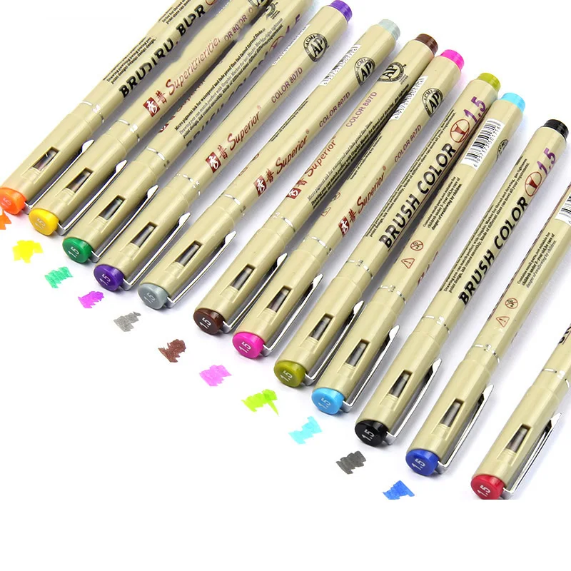 

Colorful Water Based Brush Pens Drawing Liner Pen 1.5mm Fineliner Markers Pens For Anime Comic Sketching Art Supplies Stationery