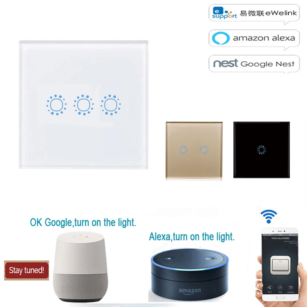 

Wireless Smart Light Dimmer In Wall Power Switch Touch Control WiFi Light Switch Work with Alexa Google Assistant IFTTT 1Gang