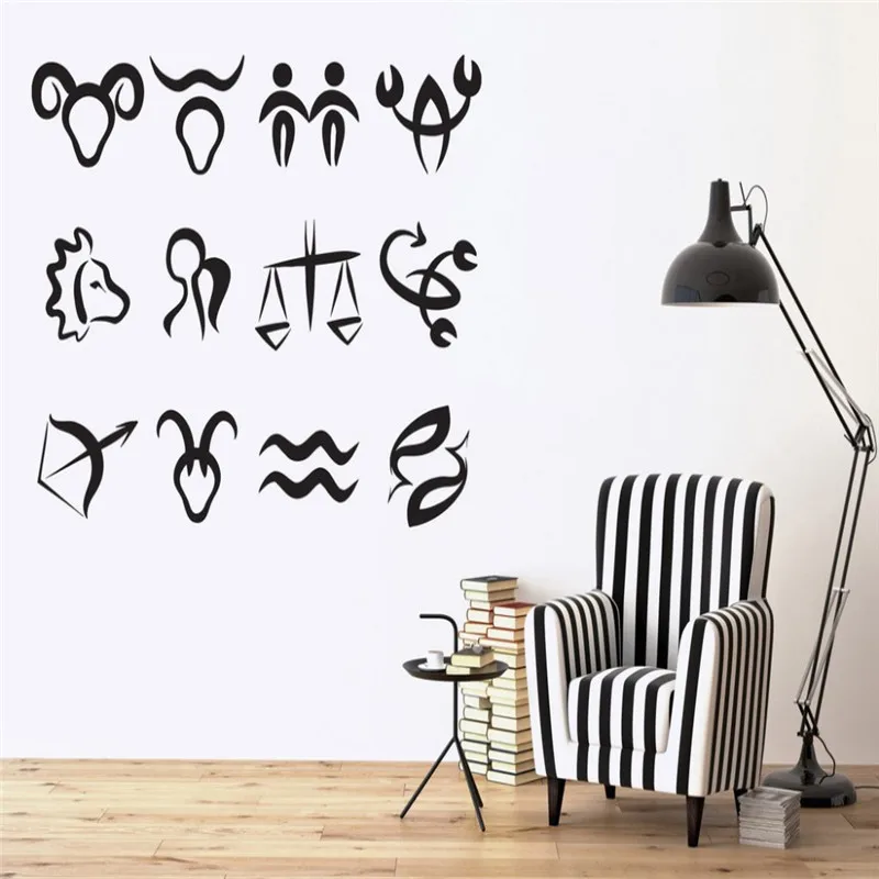 Astronomy Science Wall Stickers Symbols Zodiac Signs in Order of Sun