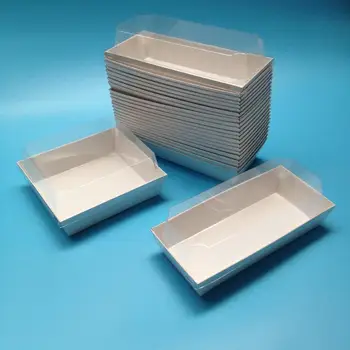 

50Set Kraft paper and transparent rectangular box cake roll hotcake sandwich pastry puffs box