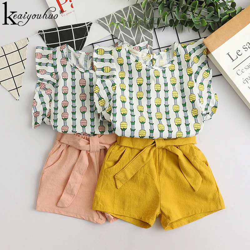 

2019 Summer Kids Clothes Sets Toddler Girls Clothes Costume Kids Stripe Print T-shirt+Pants 2Pcs Casual Suits Children Clothing