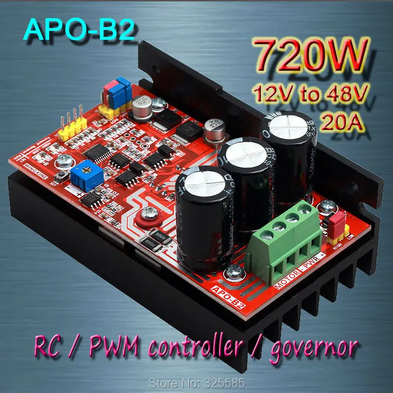 Free shipping APO B2 DC brush motor PWM controller RC speed controller 720W MAX 12V 48V