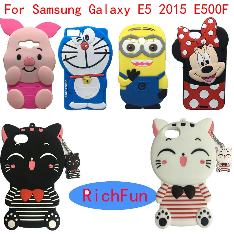 Для Samsung Galaxy E5 E500 E500F E500M E500H Горячая 3D мультфильм Счастливая Кошка Стежка минни