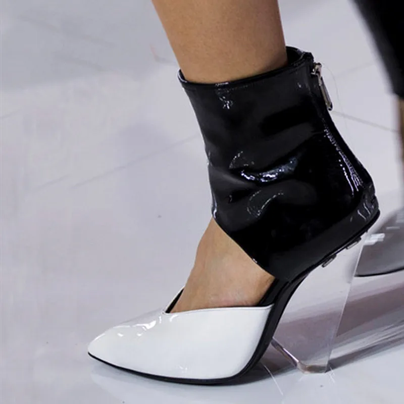 Luchfive/прозрачные туфли-лодочки на танкетке из лакированной ПВХ кожи; дизайнерские туфли на высоком каблуке со стразами; Новинка года; женская обувь черного цвета