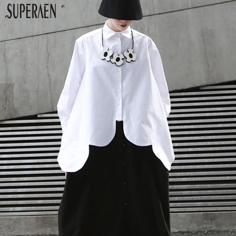 SuperAen,, модная женская рубашка, одноцветная, хлопок, повседневные блузки и топы, женские, необычные, с длинным рукавом, женская одежда