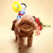 Novelty Pet Dog Clothes Dog Funny Cowboy Riding Suit Casual Style Pet Accessories For Small Medium Large Dog