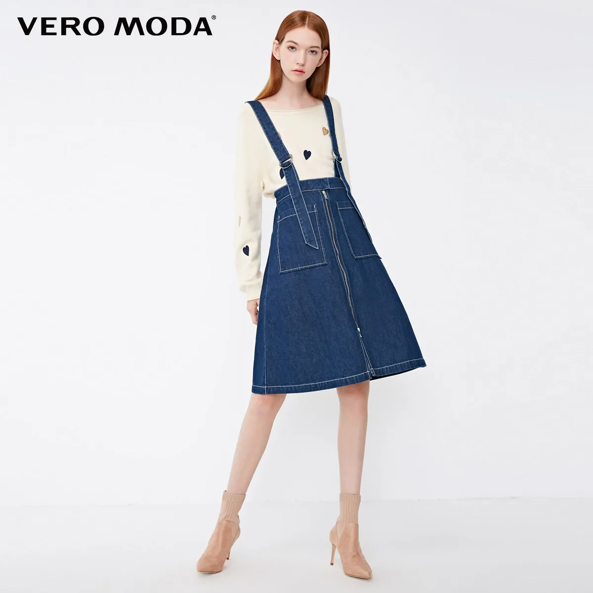 Vero Moda Новая женская джинсовая юбка с лямками на молнии спереди с подкладкой на молнии | 318337507