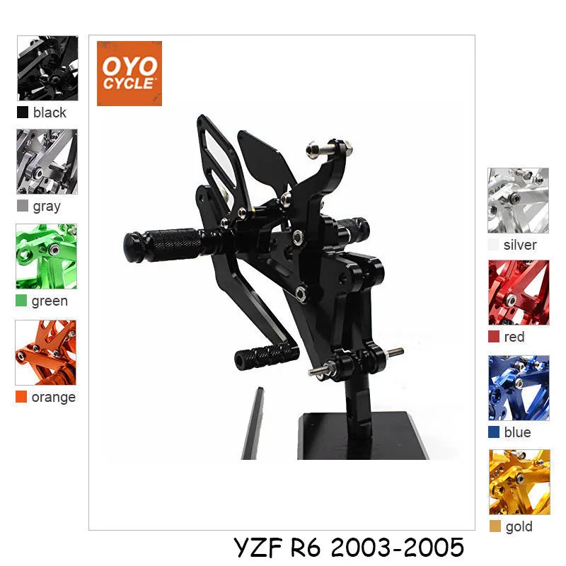 

CNC Adjustable Rearsets Foot Rest Foot Pegs Foot Rests For Yamaha YZF R6 YZF R6 2003 2004 2005