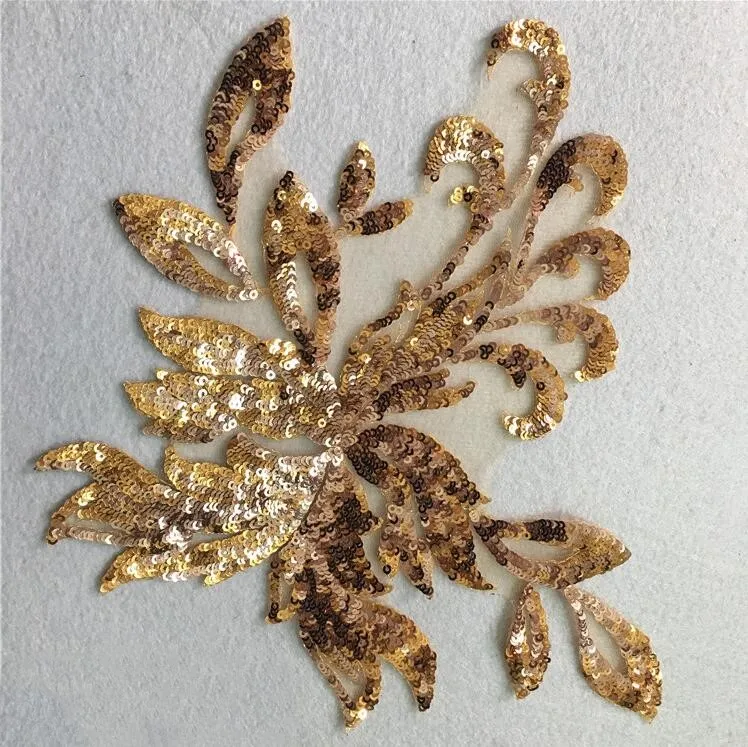

1PC Wedding Dress Lace Fabric Applique Bridal Gown Trims Flower Sequins Embroidered Sewing Apparel Trims Dress Lace Accessories