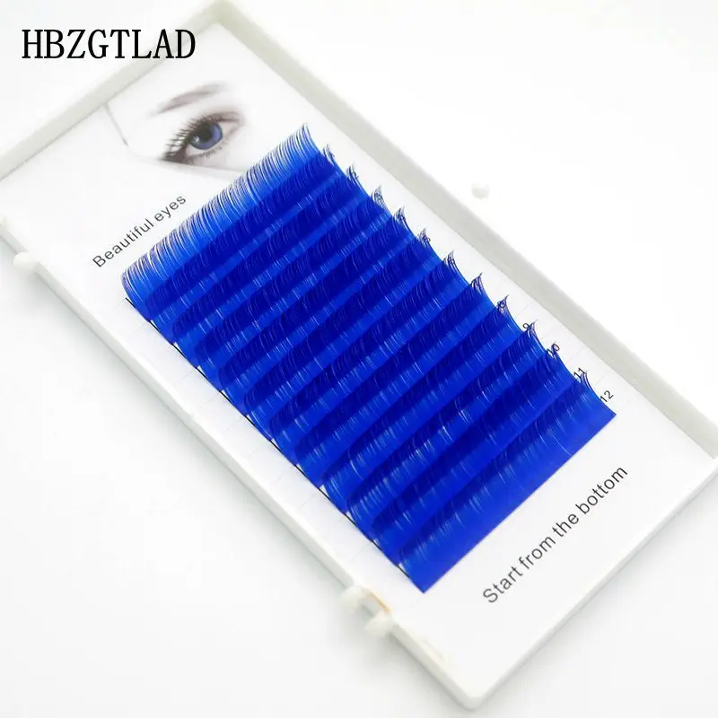 

HBZGTLAD New C/D curl 0.070.1mm 8/14mm false lashes Royal blue eyelash individual colored lashes Faux volume eyelash extensions