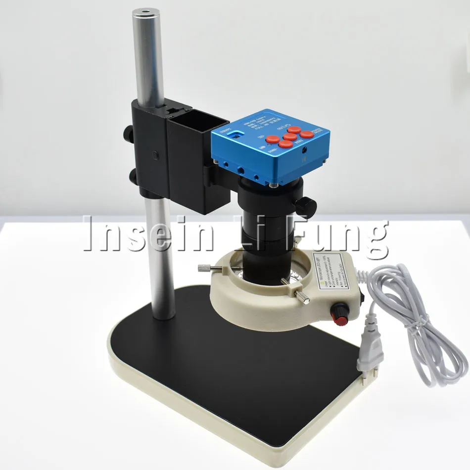 

HD 21MP Industrial Digital Microscope HDMI USB Camera Support Memory Card Video Recording+8X-130X C-mount Lens+LED Light+Stand