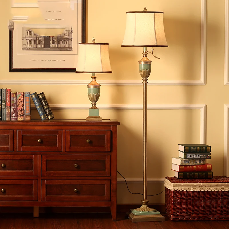 European Antique Bedroom Table Lamps Vintage Table Lamps for Bedroom Resin Light Desk Light Fabric Bedroom Table Lamps abajur