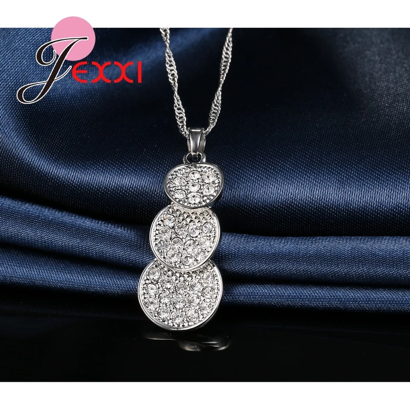 JEXXI-CZ-Three-Circle-Ball-Long-Tassel-Drop-Earring-Necklace-Wedding-Dress-Jewelry-925-Sterling-Silver