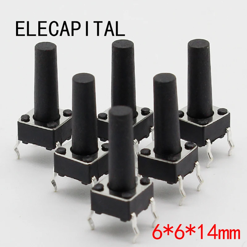 50 шт./лот 6x6x14 мм 4PIN G97 Тактильные Такт кнопочный микро переключатель прямой