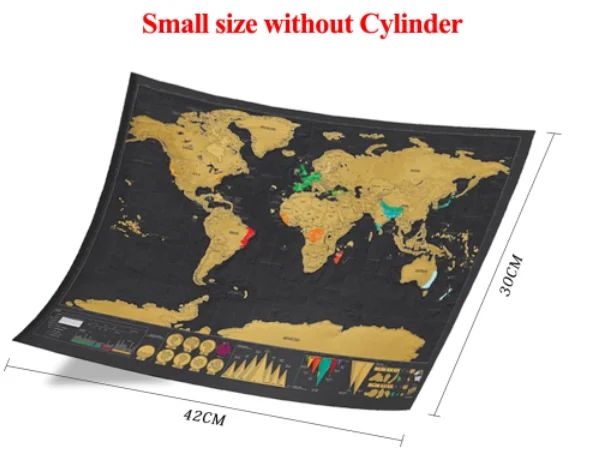 Делюкс стереть черный мир карта скретч с мира путешествия карта Плакат медной фольги персонализированные журнал с цилиндрической упаковкой