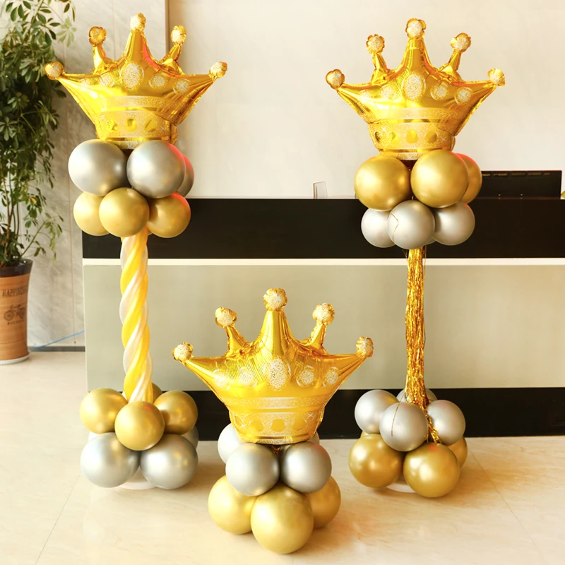 

10pcs/set Holder Column Stand Crown aluminum balloons Metal Latex Balloon for Wedding Birthday Party Decoration Party Supplies
