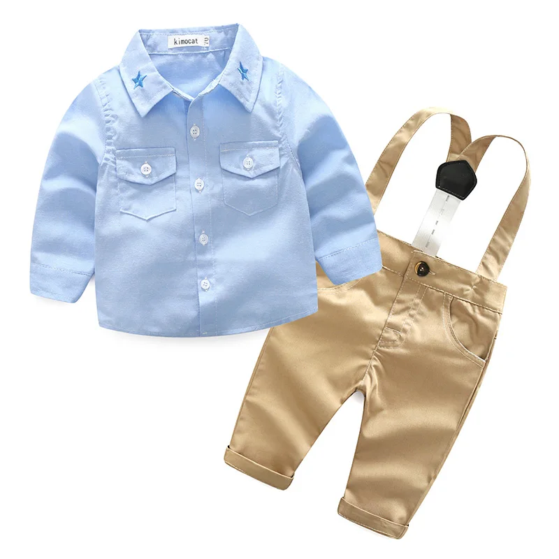 Baby Toddler Kids Boys Clothes Shirts + braces Pants 2pcs Outfits