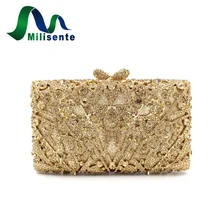 Neue Dame Diamanten Abend Handtaschen Luxus Kristall Box Taschen Frauen Tageskupplungen Mini Party Hochzeit Geldbörse Gold Kleine