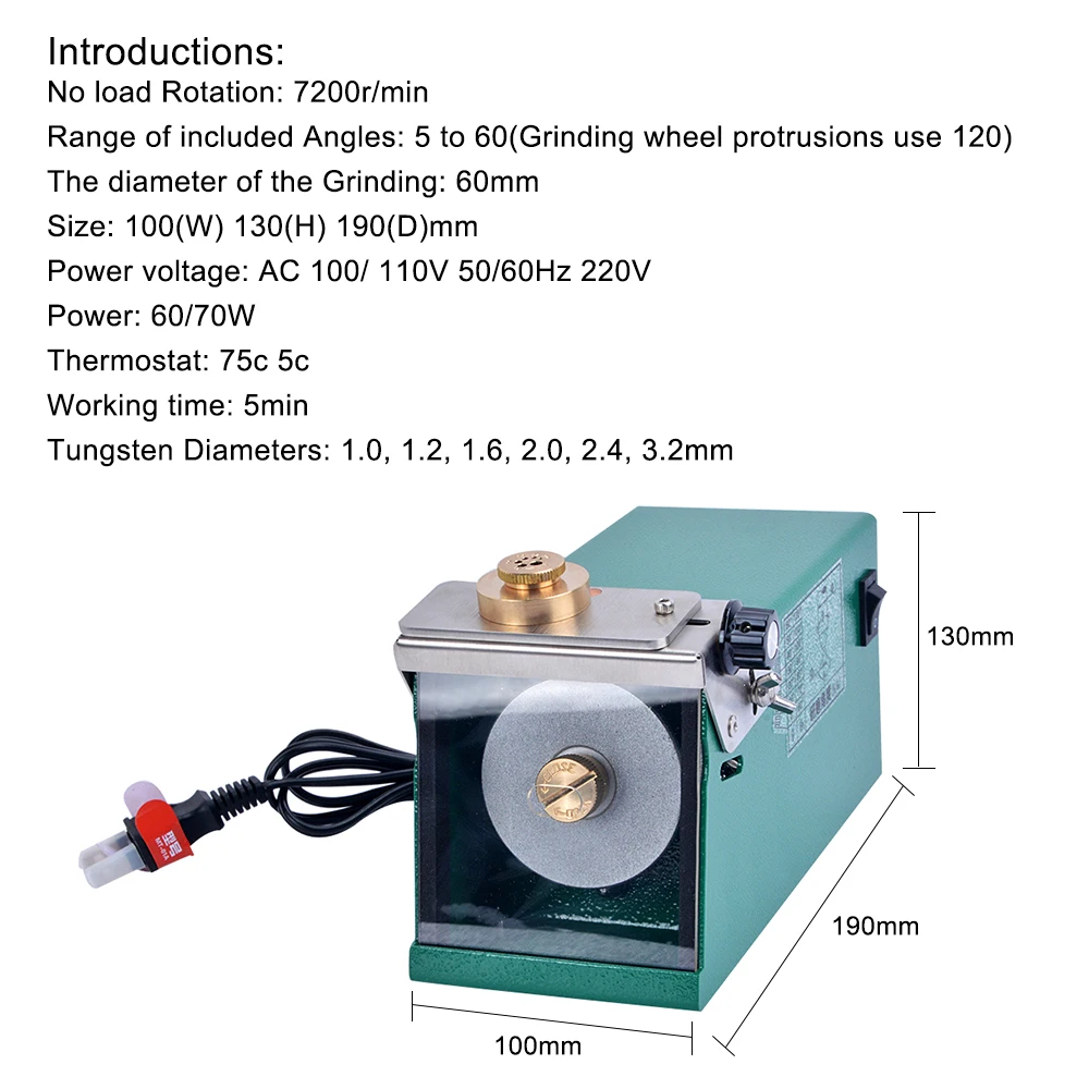 TIG сварочный вольфрамовый электрод точилка шлифовальная машина 5 до 60 градусов