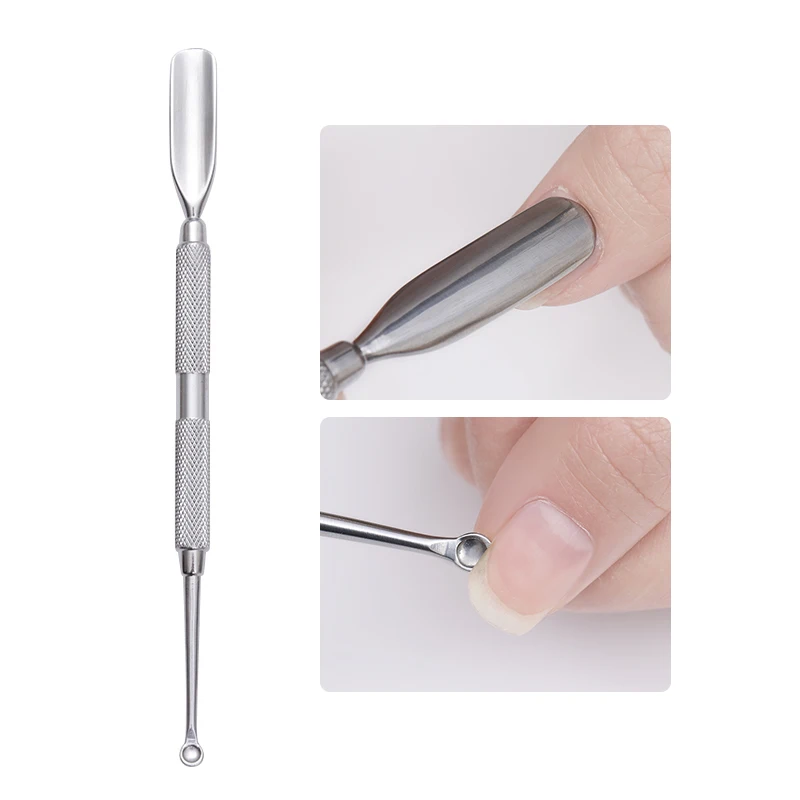 

Dual-ended Stainless Steel Cuticle Remover Pusher Spoon-shaped Nail Edge Cleaner Nail Art Tool 1 Pc