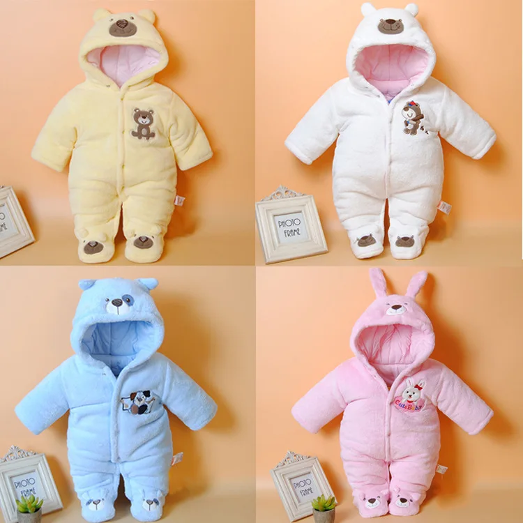 

0-12M Winter baby boys baby girls clothes Cute Cartoon animal Baby Rompers Coral cashmere Unisex NewBorn Baby clothing set