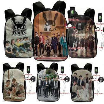 

Kpop B.A.P USB Charging Students Boys Girls School Bags Beautiful Schoolbag Beautiful Rucksack Men Women Travel Knapsack