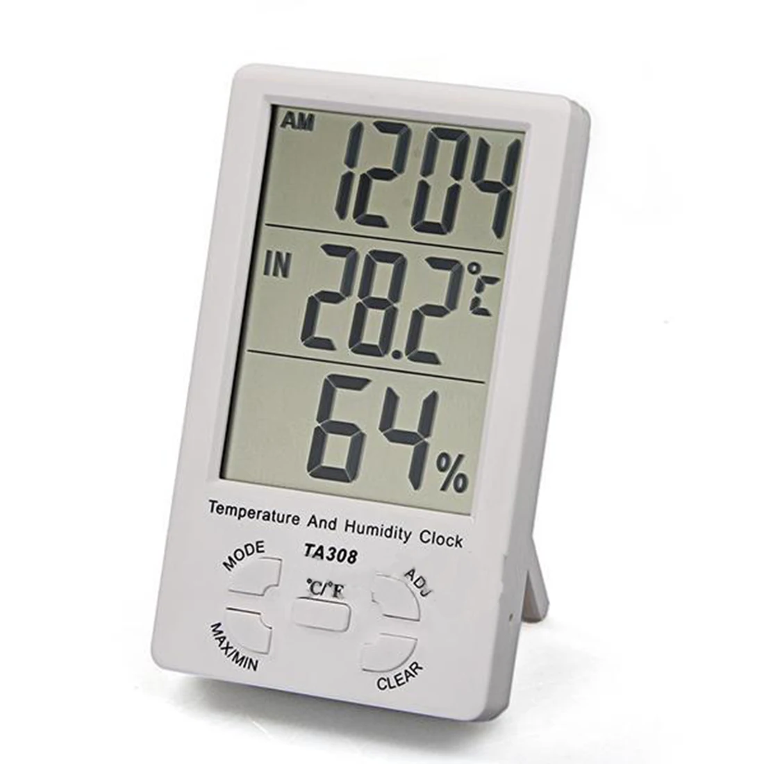 new Clock + LCD Digital Temperature Hygrometer Meter Indoor/ Outdoor