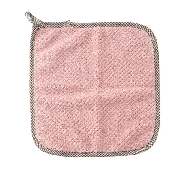 Салфетка из микрофибры для мытья посуды, кухонное полотенце для мытья автомобиля, тряпка для чистки лобового стекла, тряпка для ухода за автомобилем, без ворса - Цвет: pink