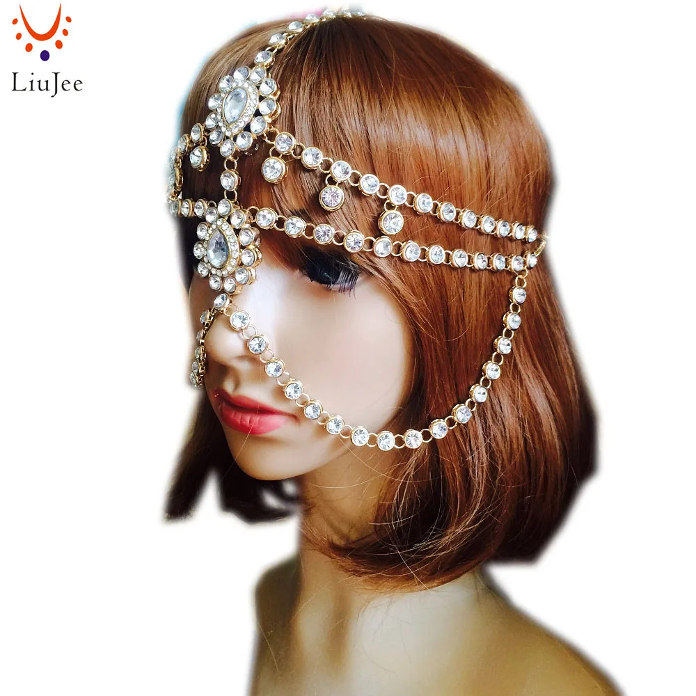 Sparkly head chain Matha Patti Hair accessory gold silver diamante hair chain 