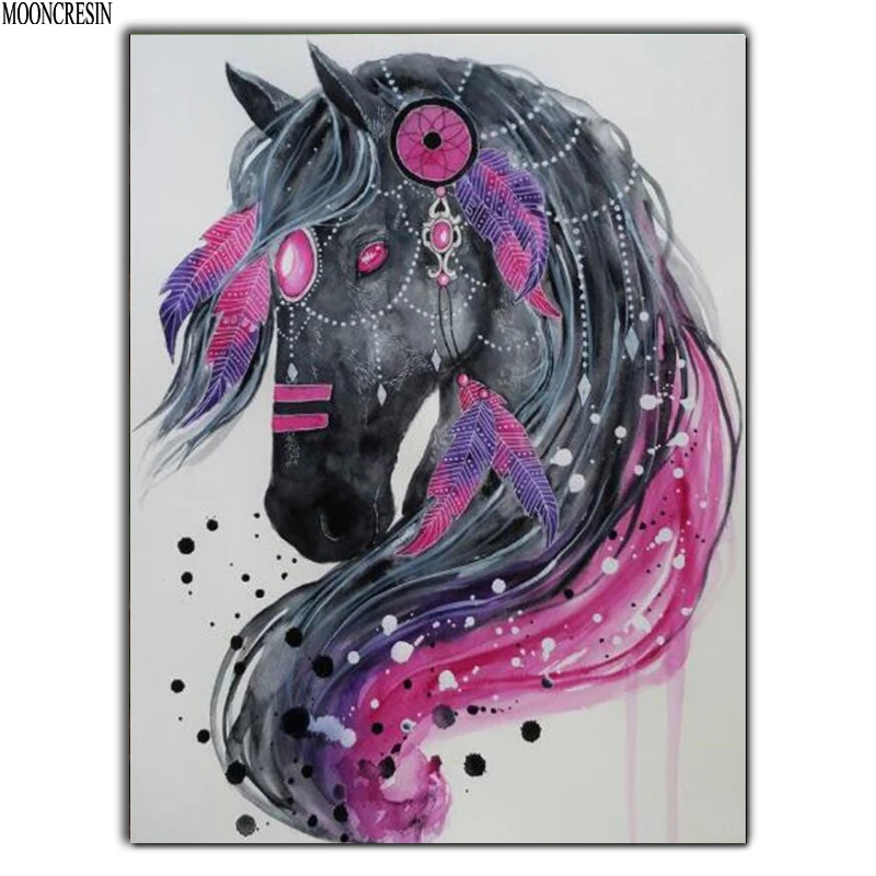

5D Diy Diamond Painting Cross Stitch Red-eyed Horse Needlework 3D Diamond Embroidery Full Round Mosaic Decoration Resin Stickers