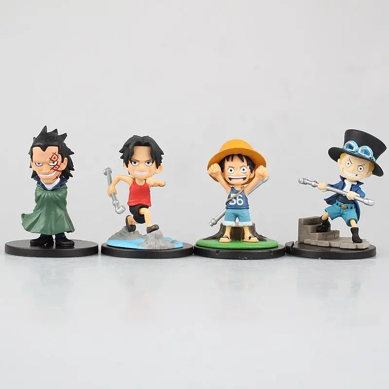 4 шт./компл. Японии аниме One Piece Роскошные капсула Игрушечные лошадки Луффи Сабо Ace детства ДРАКОН пвх Коллекционная модель фигурку игрушки F