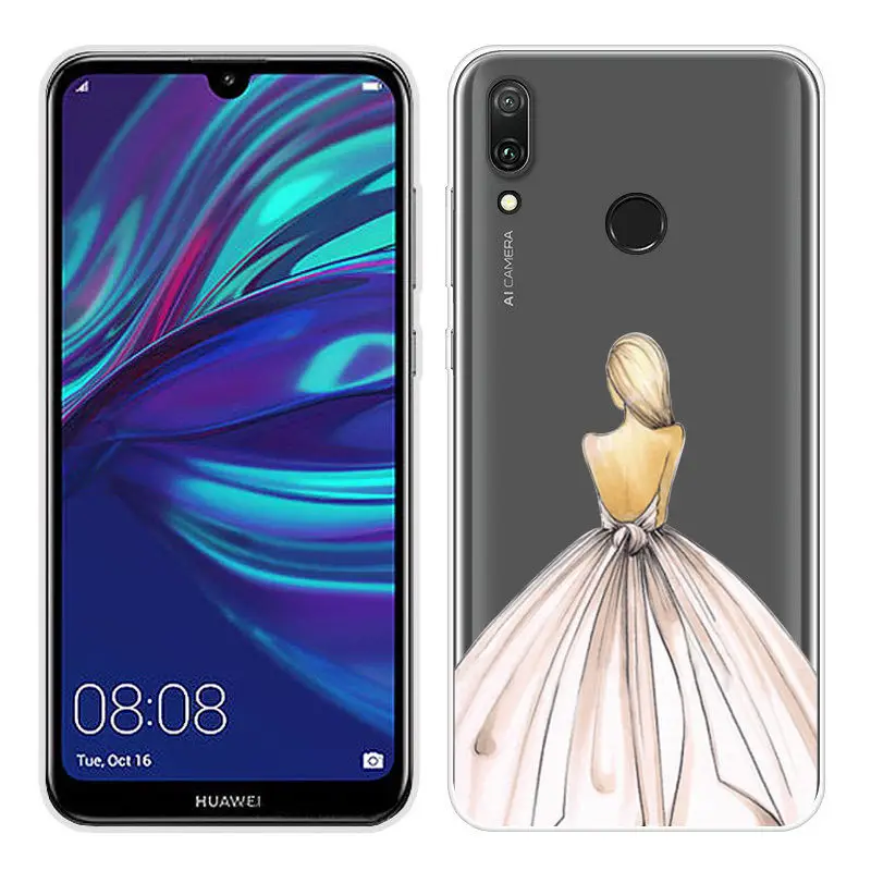 Cartoon Case for Huawei Y6 2019 Case Soft Silicone Back Cover Phone Case For Y7 2019 Honor 8x 9 10 Clear TPU Y 6 2019 Cover Capa (29)