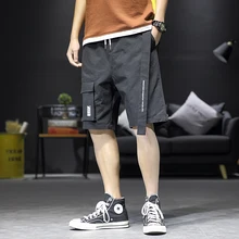 Ленты повседневные мужские шорты Карго мужской кошелек хлопковые шорты летние мужские хип хоп джоггеры модные уличные бермуды Masculina