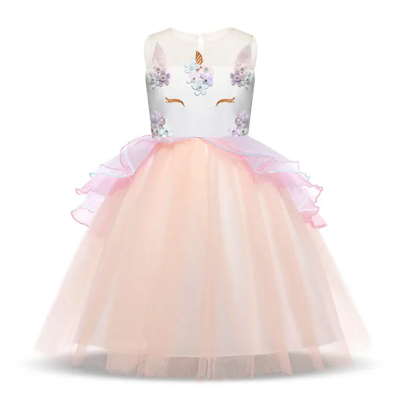Горячая Распродажа; вечерние платья с единорогом для девочек в Instagram; новые дизайнерские Детские платья для выпускного бала; Пышное Платье-пачка принцессы на день рождения - Цвет: Peach02