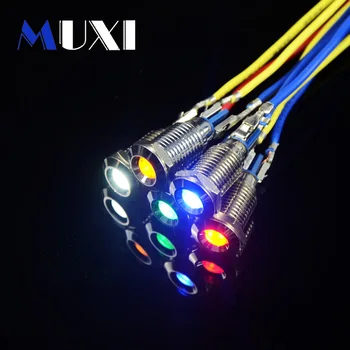 

12mm Signal lamp LED Metal Indicator WaterProof light With Red Blue Orange White Green Color 3V 5V 6V 12V 24V 36V 48V 110V 220V