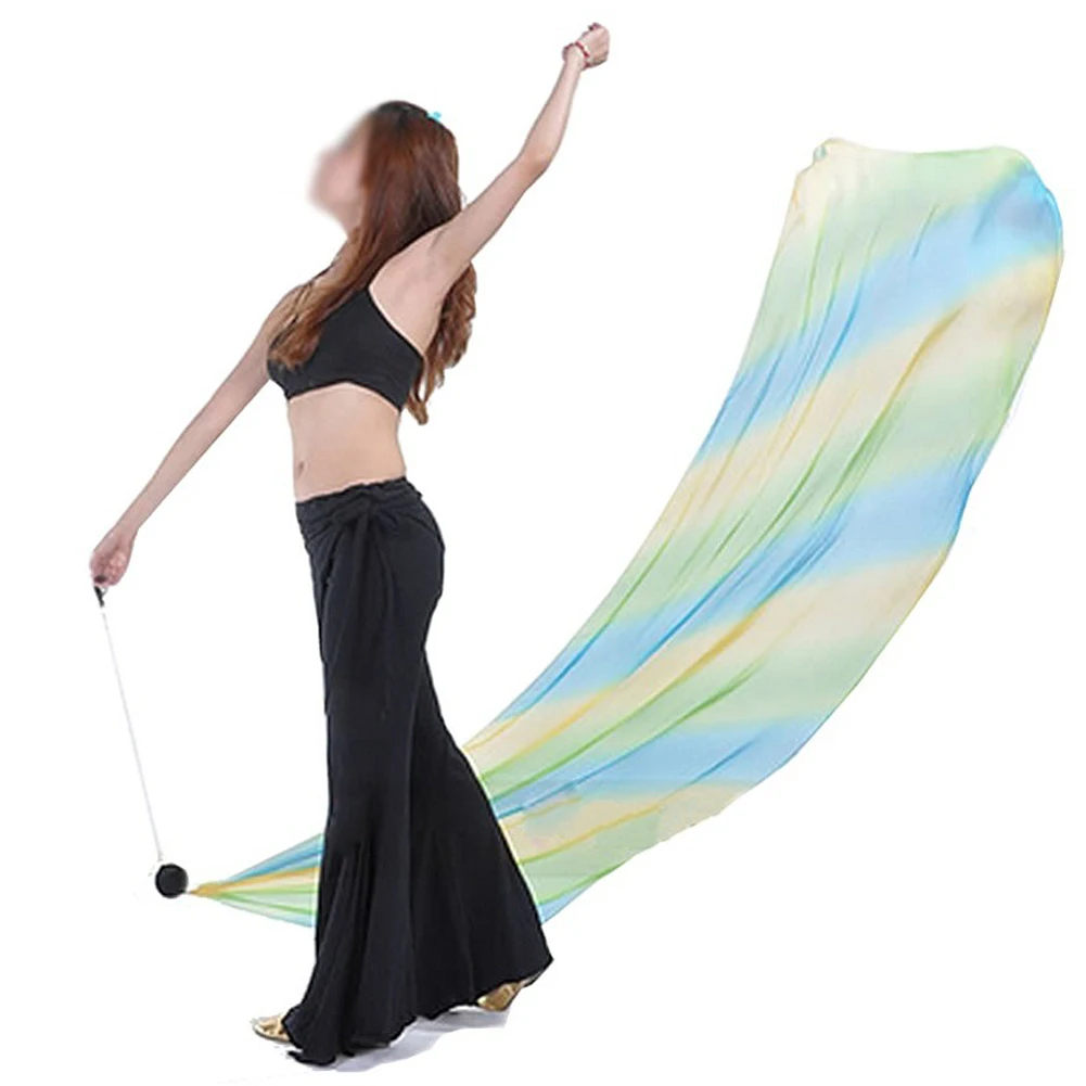 Belly Dance Costume Gradient Color Dancing Silk Shawl Scarf Veil Dancewear Show