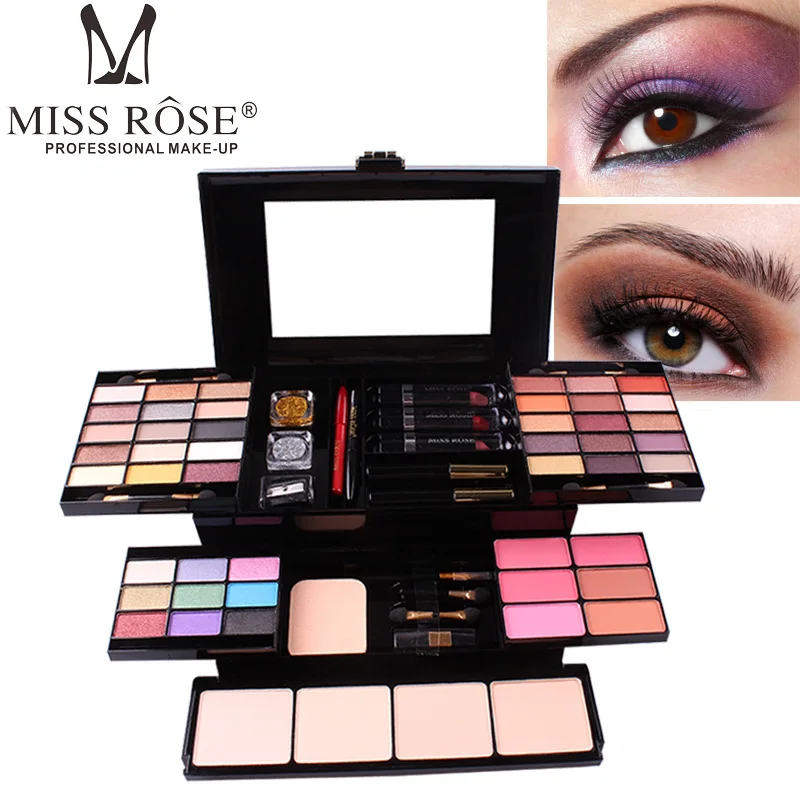 

2019 New Makeup Set Box Professional Eyeshadow Lip Gloss Stick Foundation Blush Powder Makeup Kit Maquiagem MISS ROSE Cosmetics