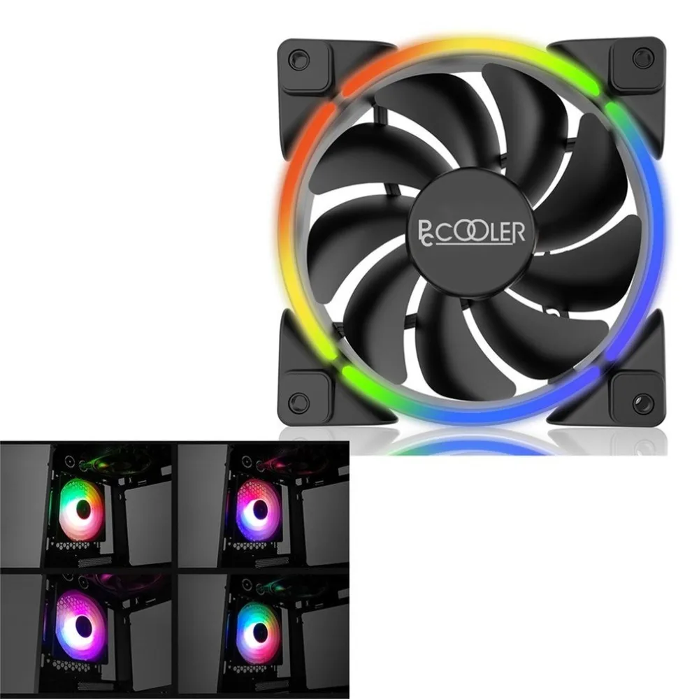 Color кулер. RGB кулер для корпуса 120 мм. PCCOOLER вентилятор для корпуса. Бесшумный вентилятор для процессора. Тихий вентилятор для корпуса.