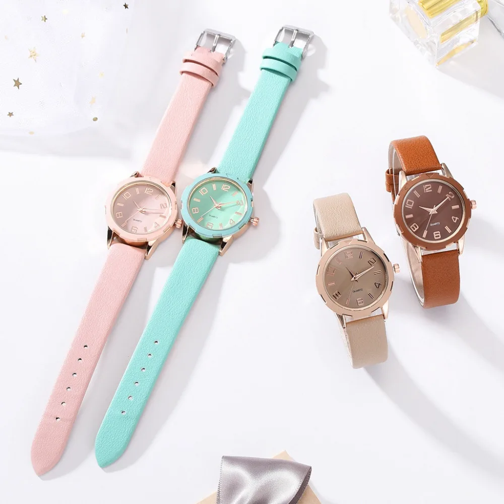Корейская Новая мода простые женские часы многоцветный кожаный ремень женские часы кварцевые наручные часы Orologi Donna Relojes Para Mujer* A